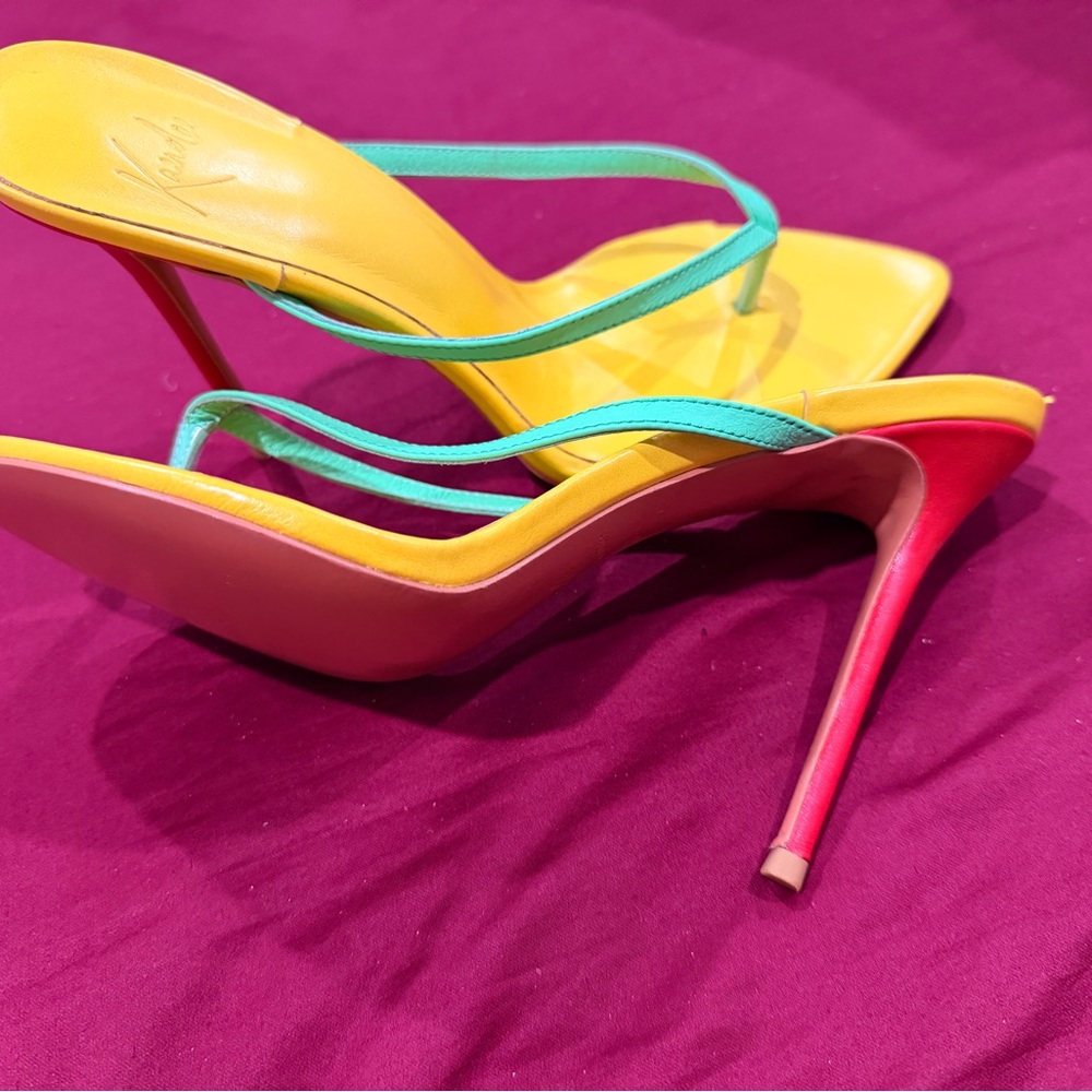 Vibrant Yellow and green Women's Heels - Picture 3 of 3